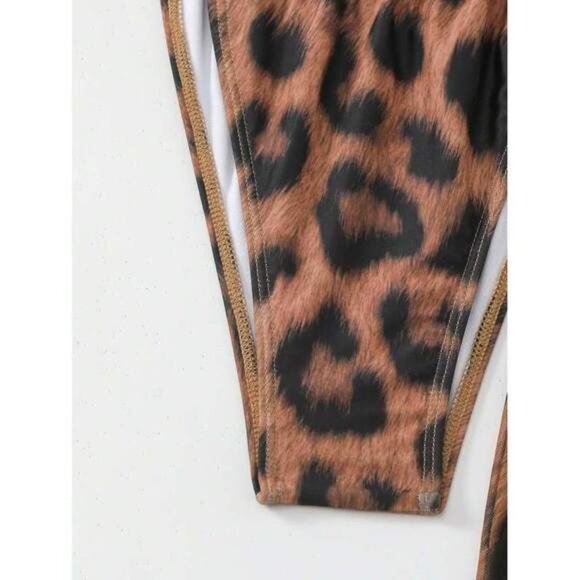 New SXY 2 Pcs 2025 Women Leopard Print Halter Tie Sexy Bikini Set With Cover-Up - Picture 7 of 7